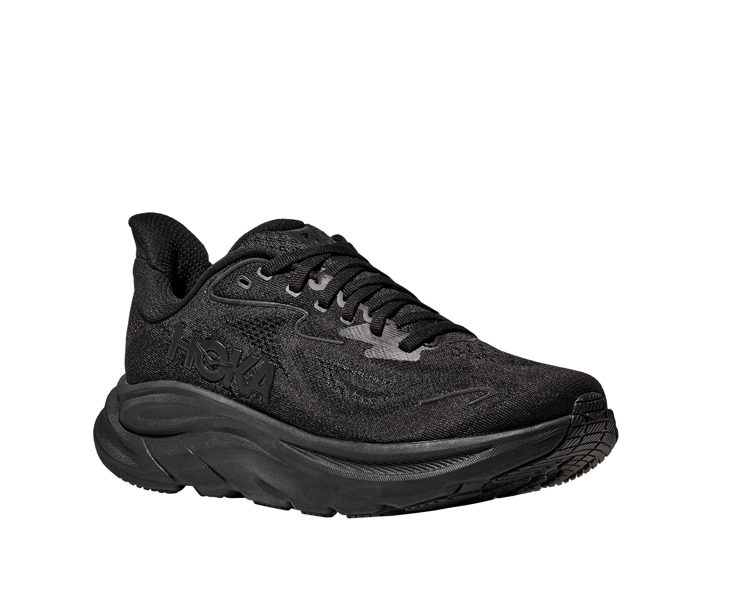 Hoka Men's CLIFTON 10 WIDE running shoes in Black