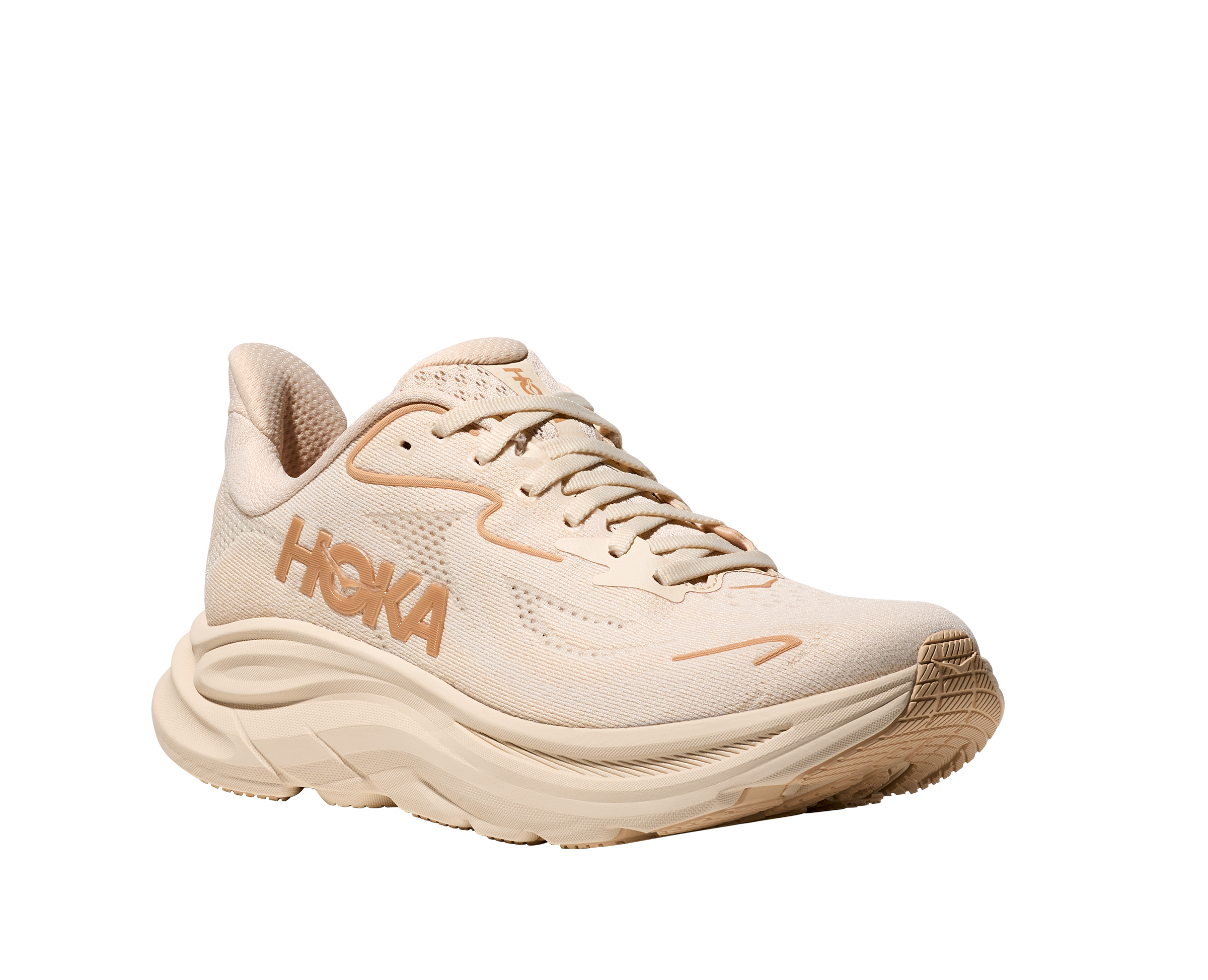 Hoka Women's CLIFTON 10 running shoes in Vanilla & Birch