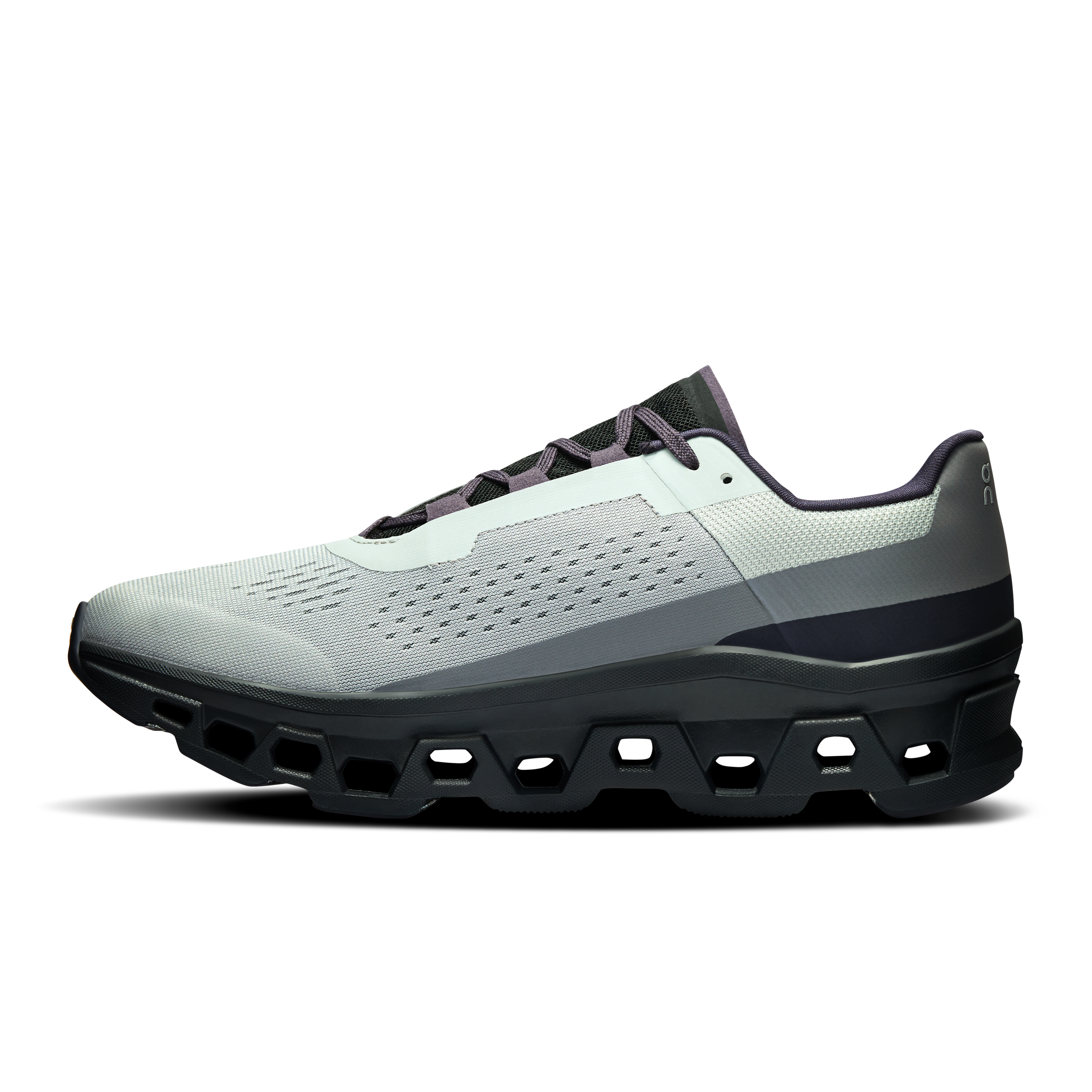 On Men's Cloud Monster running shoes in  Glacier & Black