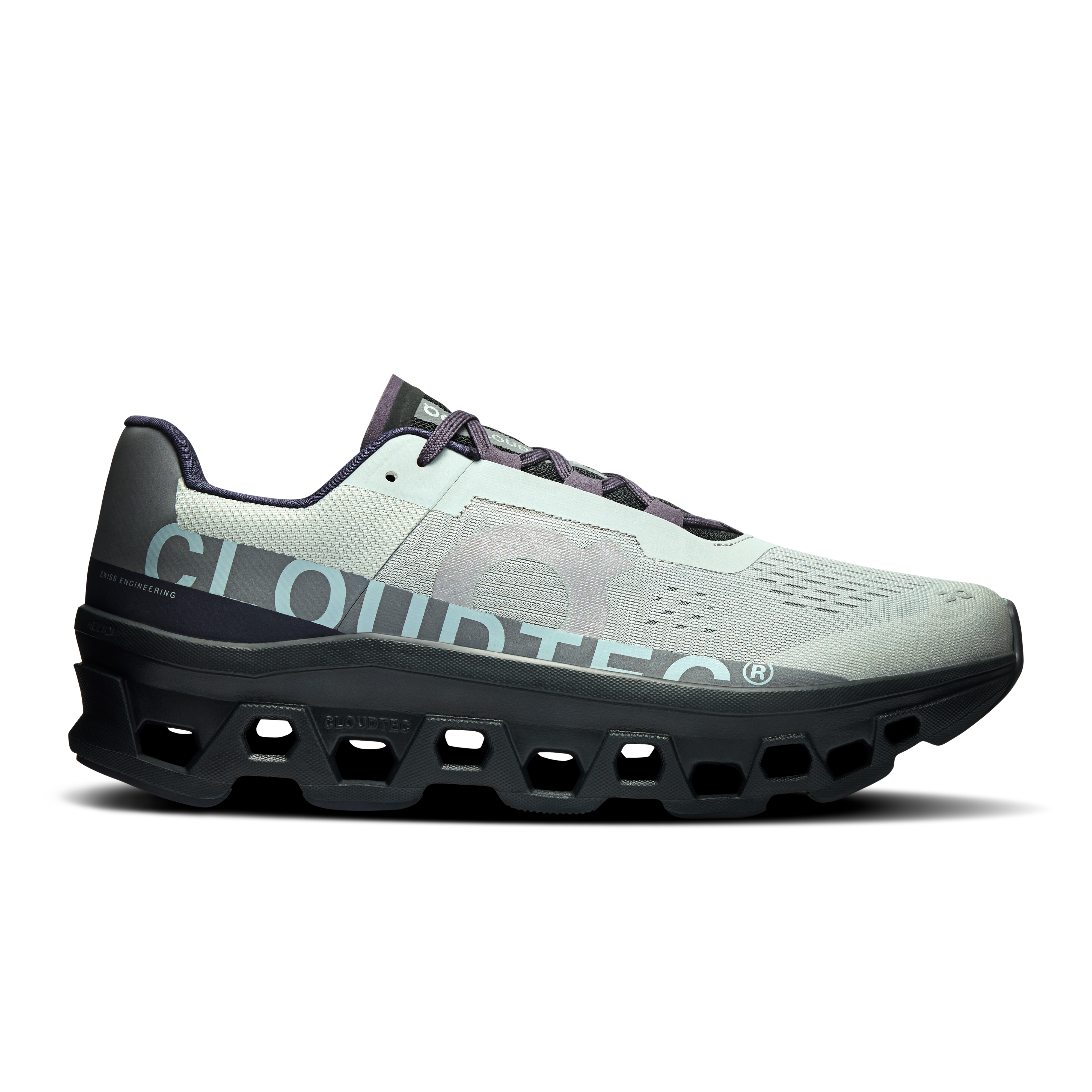 On Men's Cloud Monster running shoes in  Glacier & Black