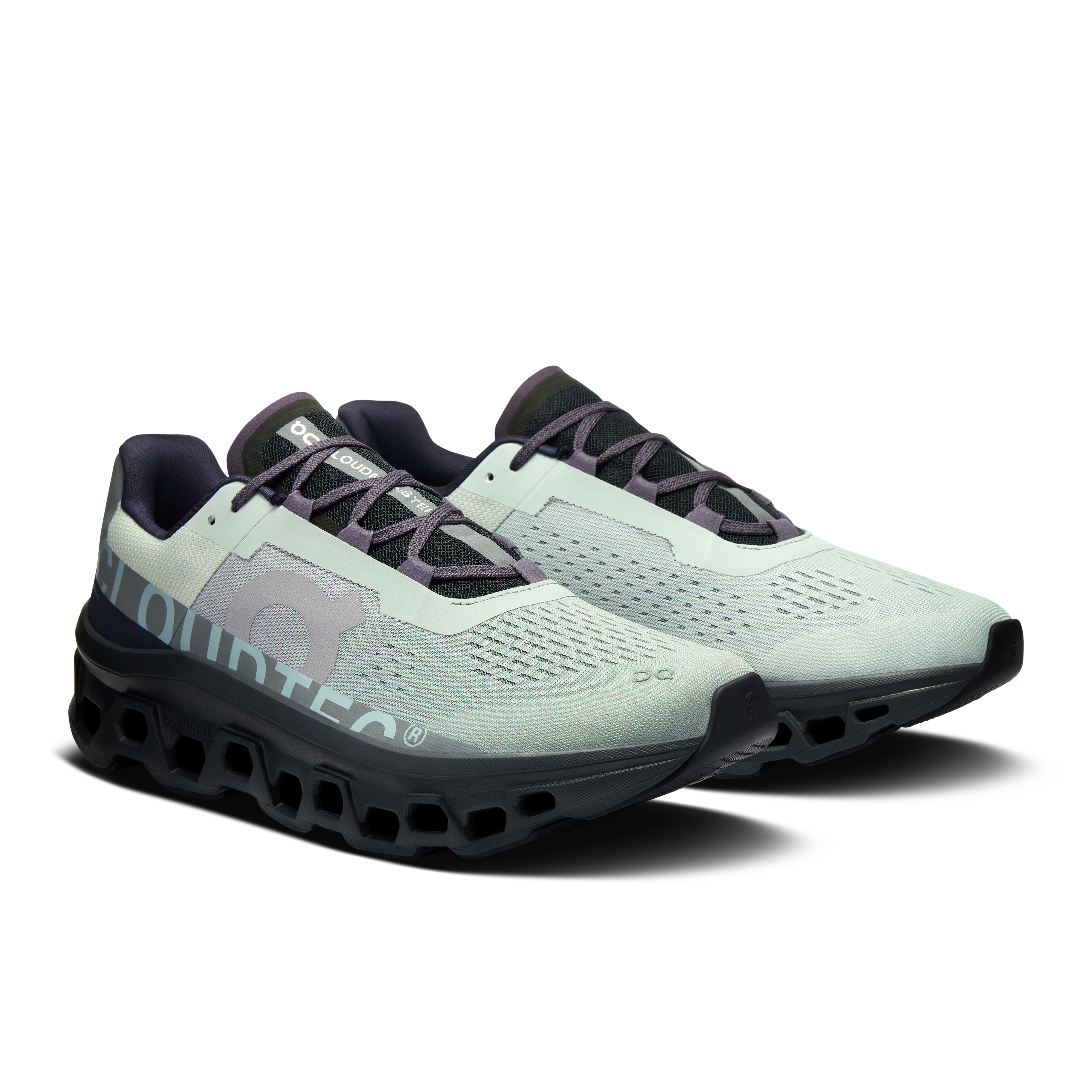 On Men's Cloud Monster running shoes in  Glacier & Black
