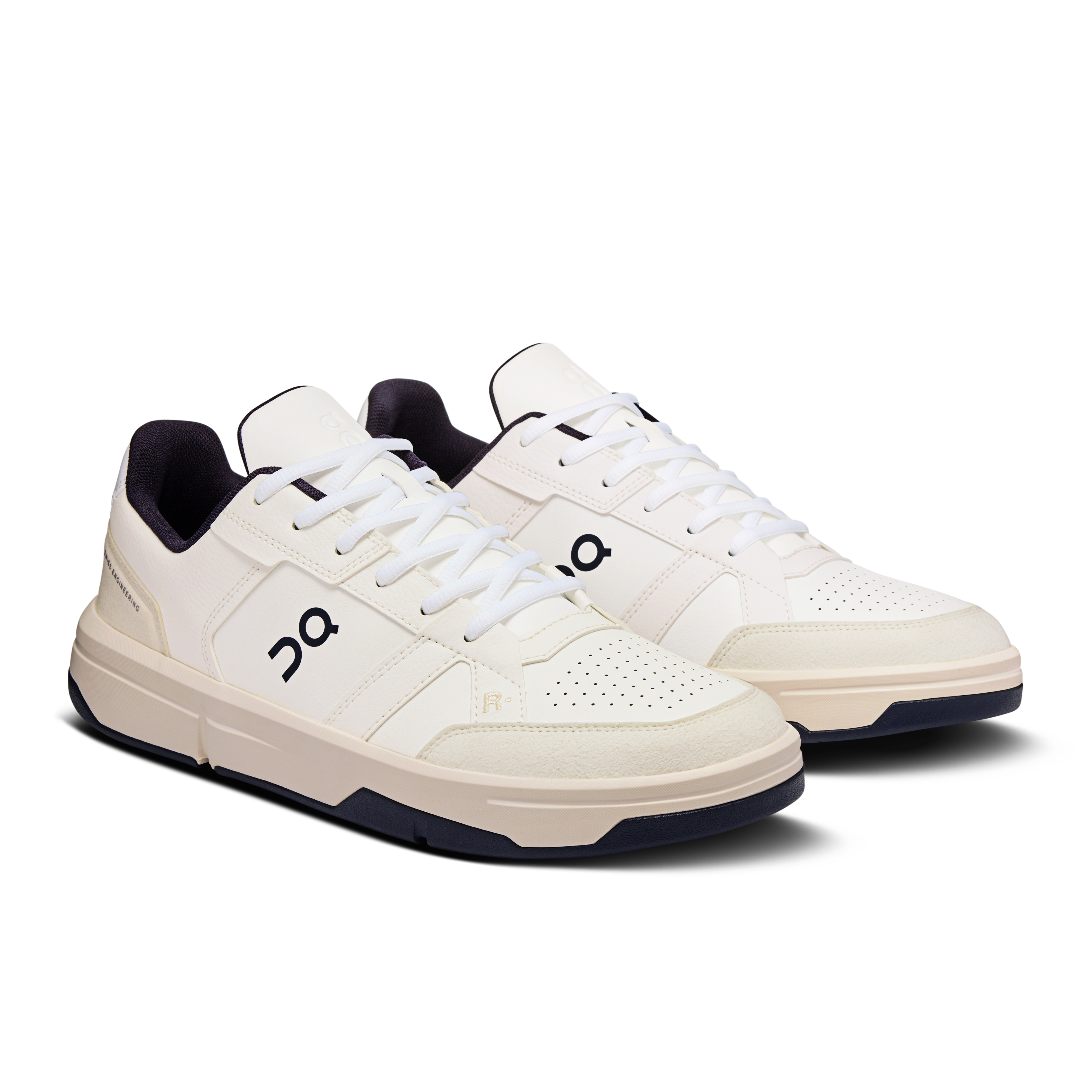 The Roger Clubhouse mens sneaker in White & midnight by On Running – a stylish, cushioned tennis-inspired shoe for all-day comfort